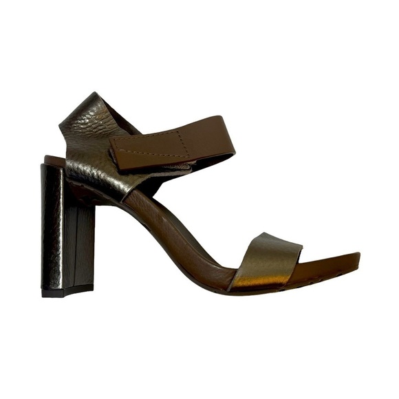 Pedro Garcia Shoes - PEDRO GARCIA Nut Cervo Lame Nara Block Heel Sandal